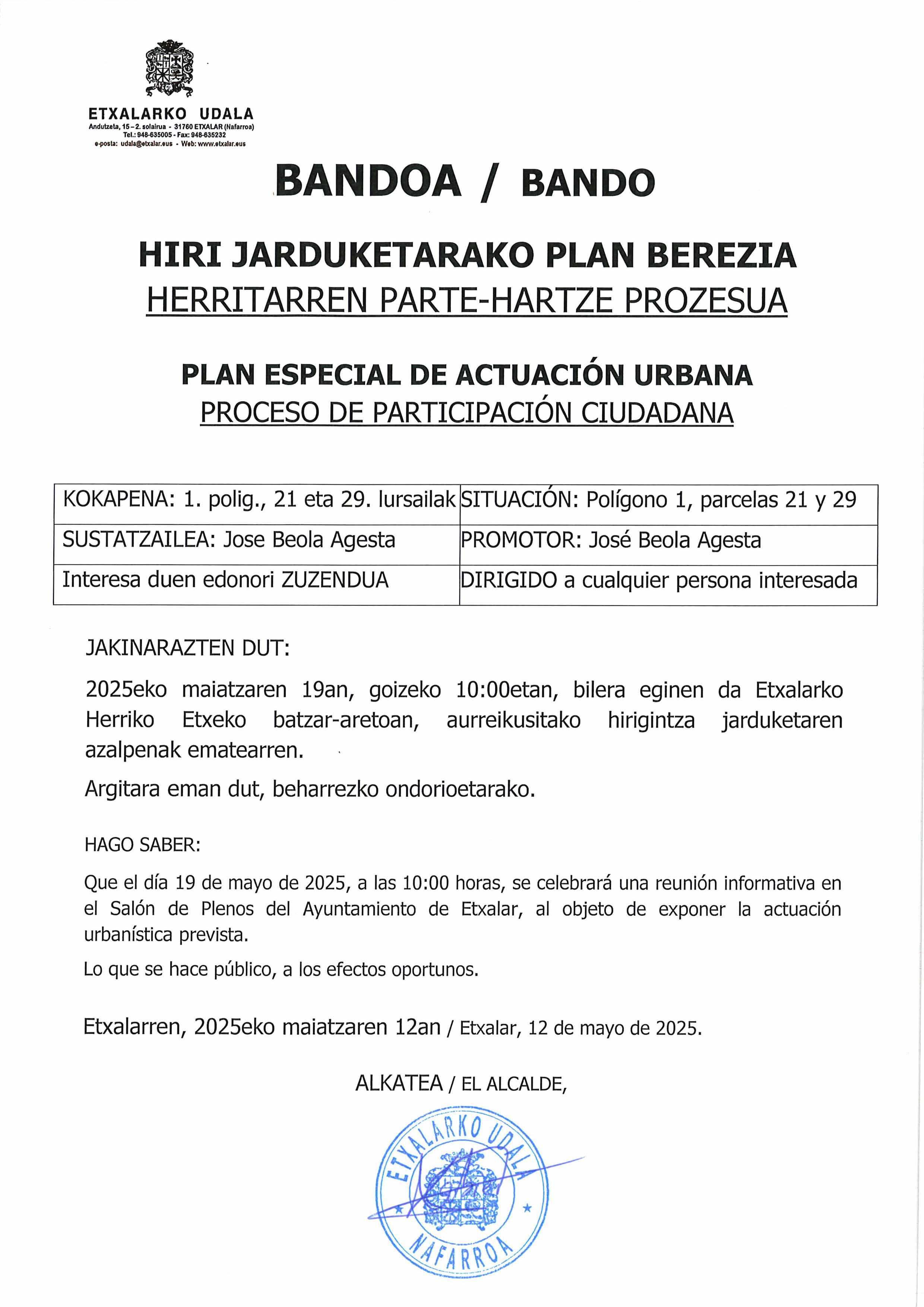 Bando actuación urbana