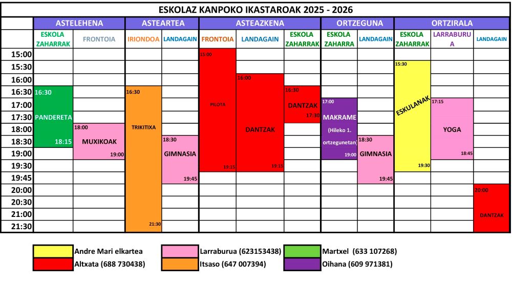 Eskolaz kanpokoak 2025-2026