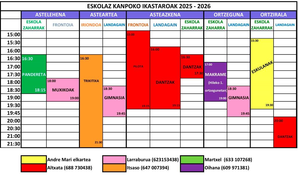 Eskolaz kanpokoak 2025-2026