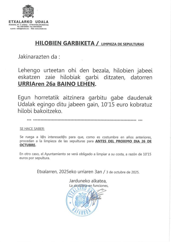 Limpieza sepulturas