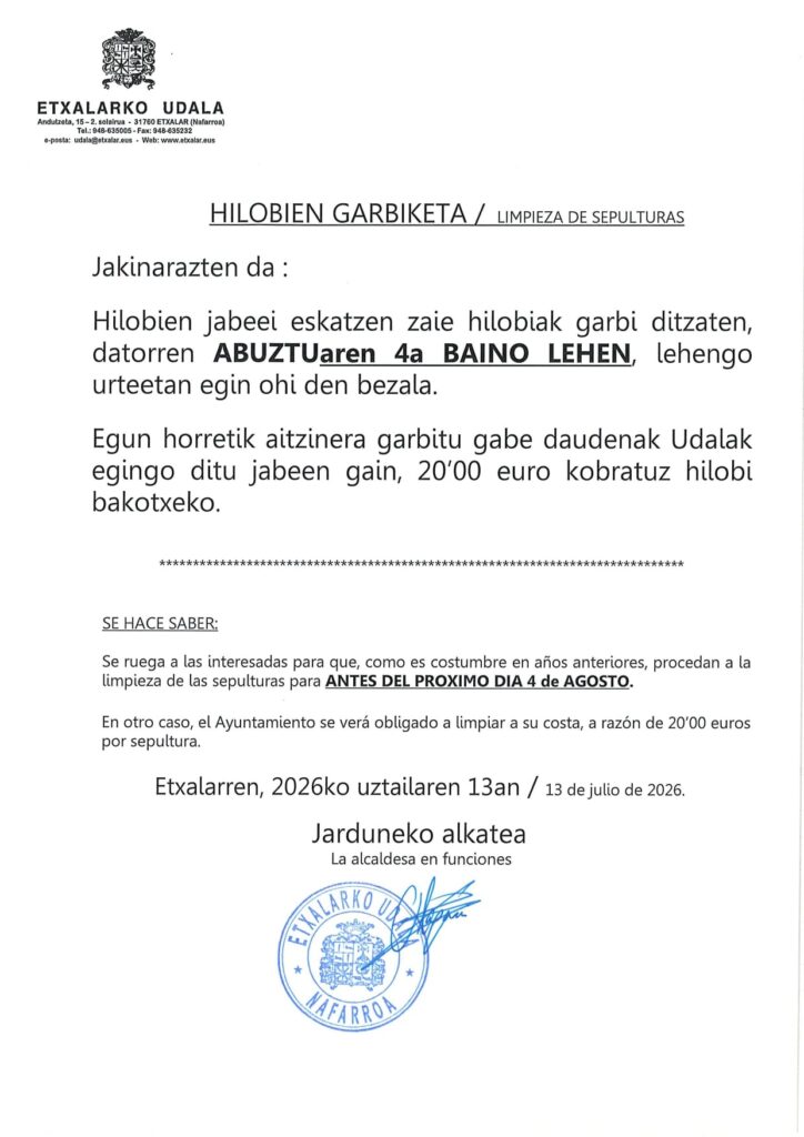 Hilobien garbiketa abuztua