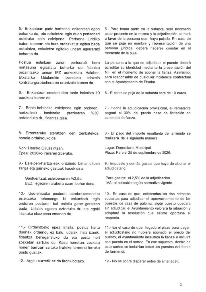 Uso postuen baldintza plegua 2026-2