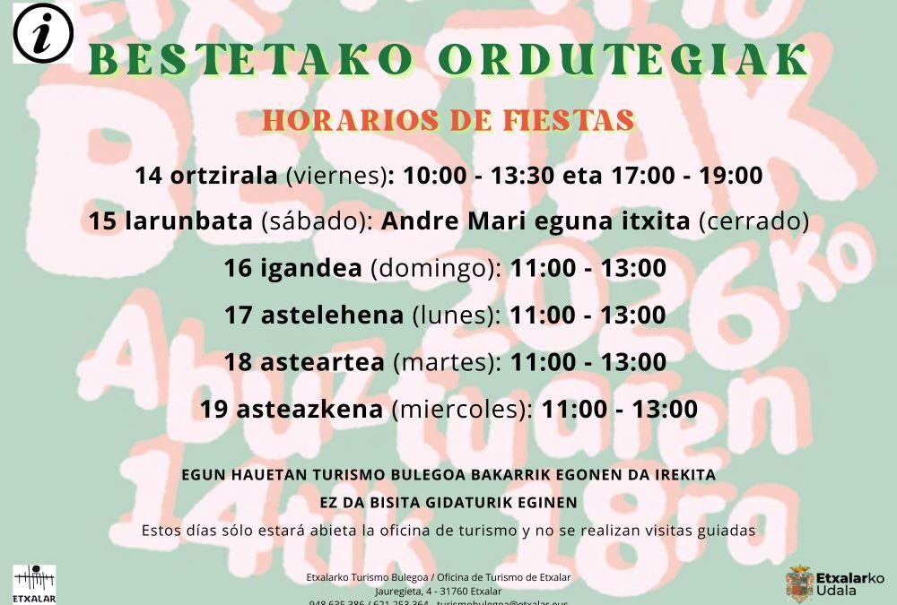 La Oficina de turismo tendrá horario especial en fiestas
