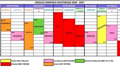 Eskolaz kanpokoak 2026-2027