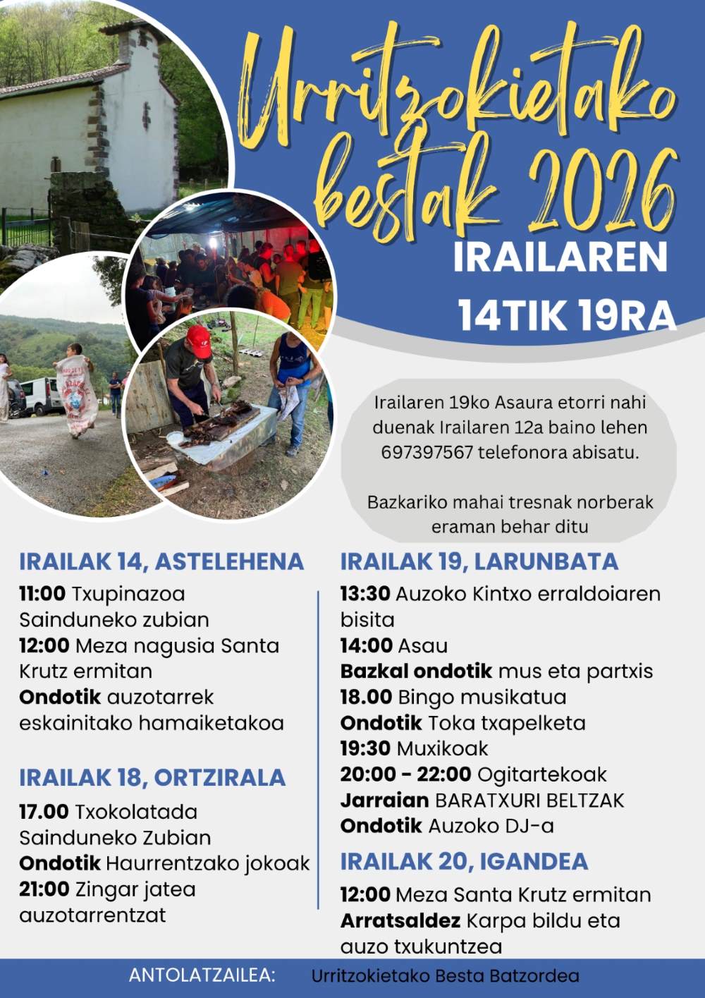 Urritzokietako bestak 2026