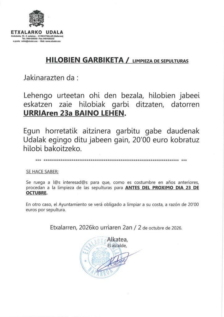 BANDOA hilobien garbiketa 2026 urria